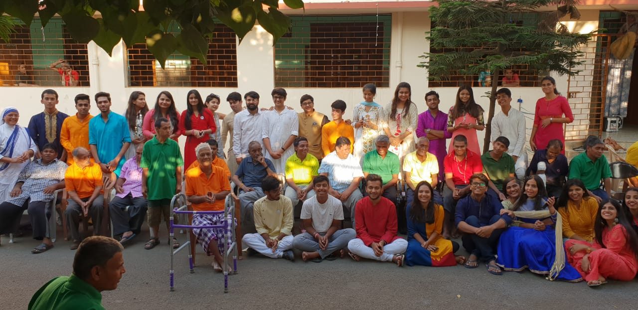 Elderly residents seated in a row for the Dilwali Diwali celebration